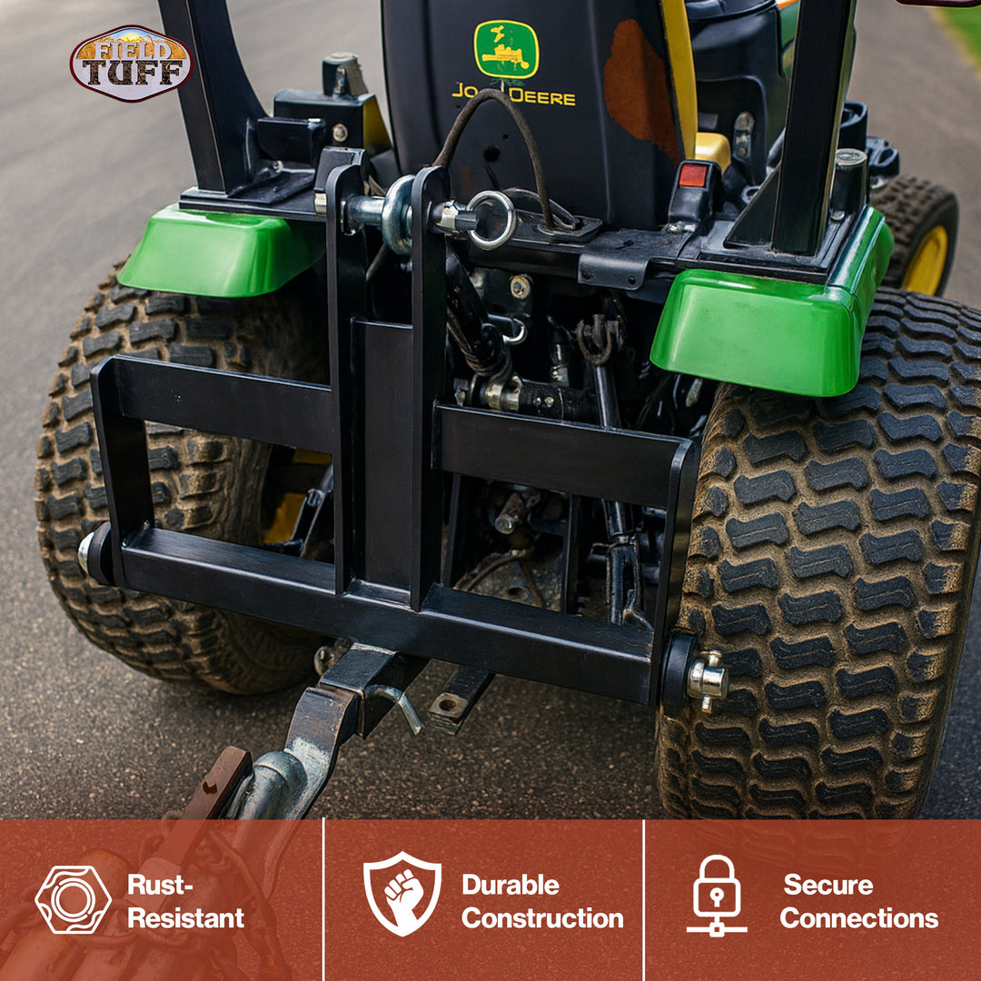 Field Tuff Heavy-Duty Tractor Hitch, 2" Receiver Suitcase Weight Holder, Black