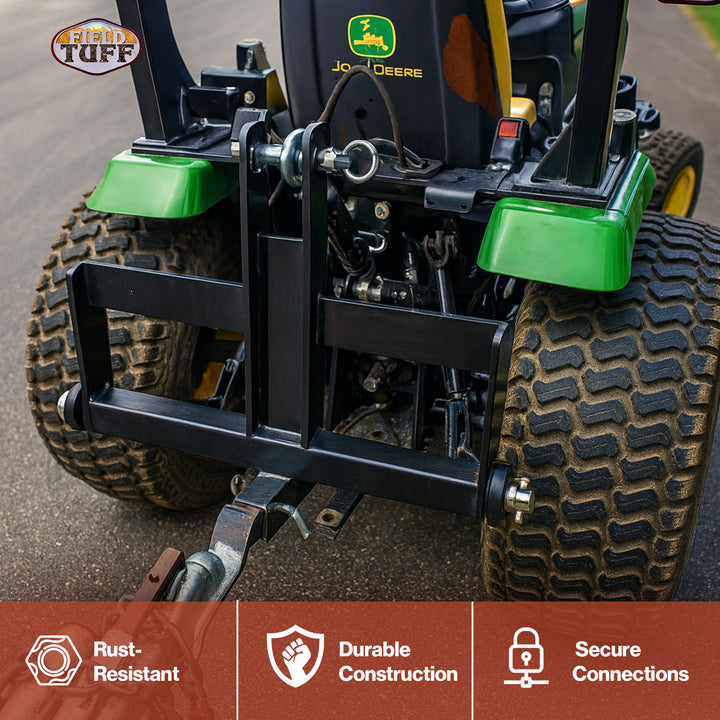 Field Tuff Heavy-Duty Tractor Hitch, 2" Receiver Suitcase Weight Holder, Black