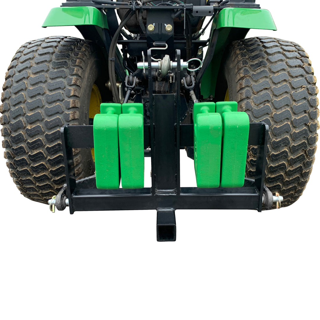 Field Tuff Heavy-Duty Tractor Hitch, 2" Receiver Suitcase Weight Holder, Black