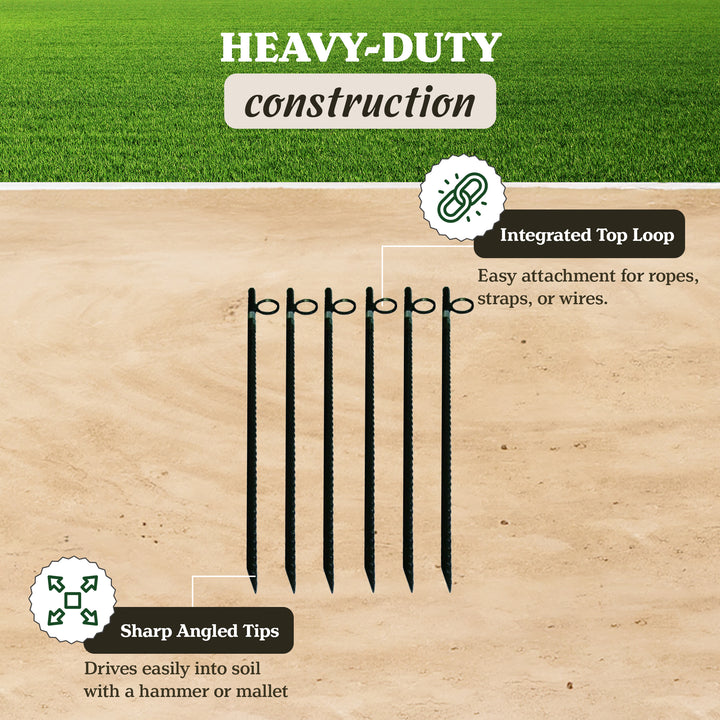 Yard Tuff 1/2"x30" Rebar Stakes, Steel Ground Anchors for Yard or Garden, 6 Pack