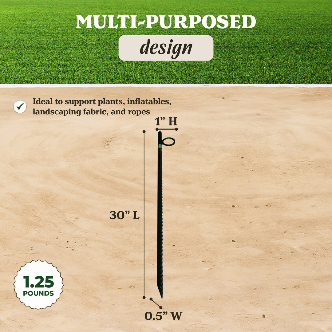 Yard Tuff 1/2"x30" Rebar Stakes, Steel Ground Anchors for Yard or Garden, 6 Pack