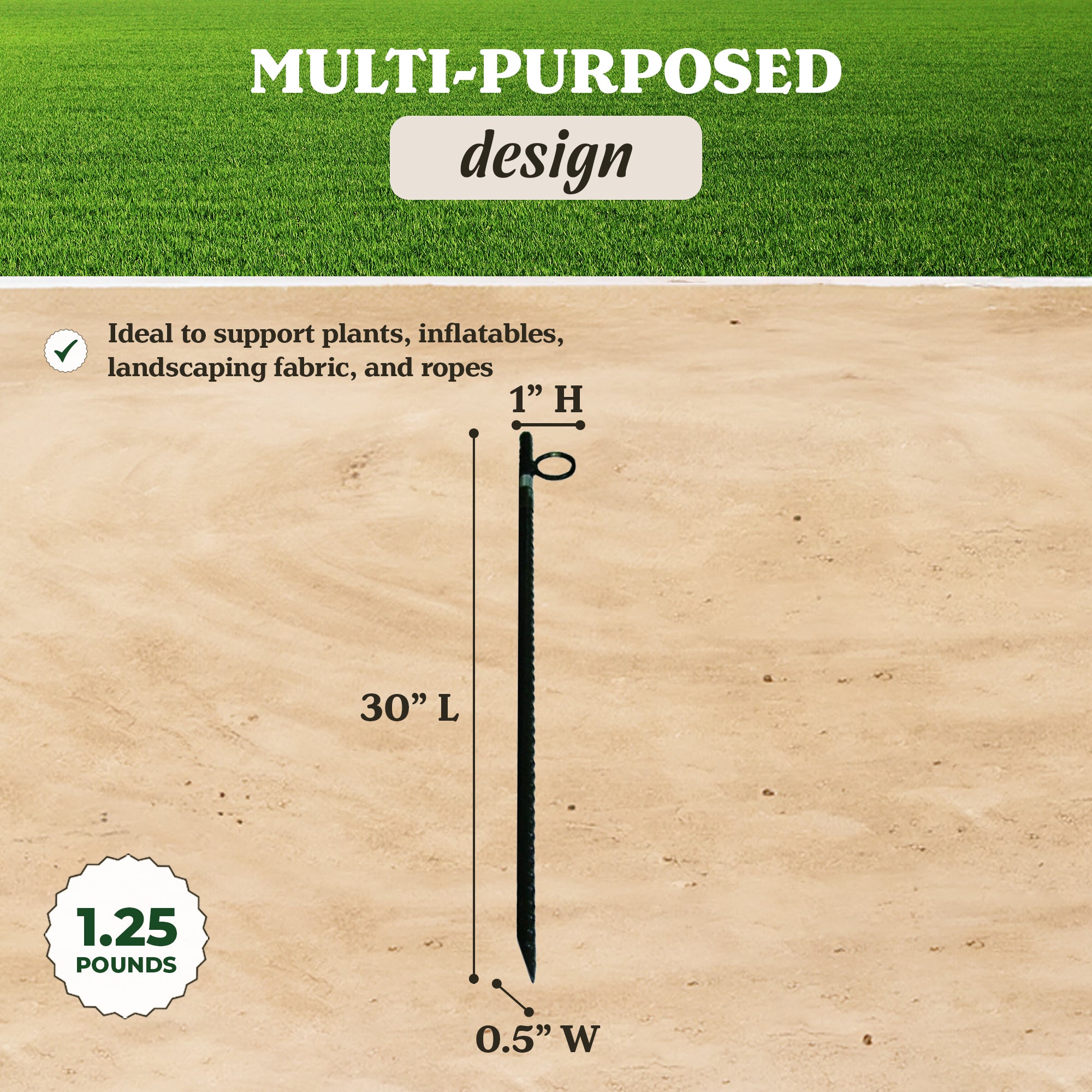 Yard Tuff 1/2"x30" Rebar Stakes, Steel Ground Anchors for Yard or Garden, 6 Pack - VMInnovations