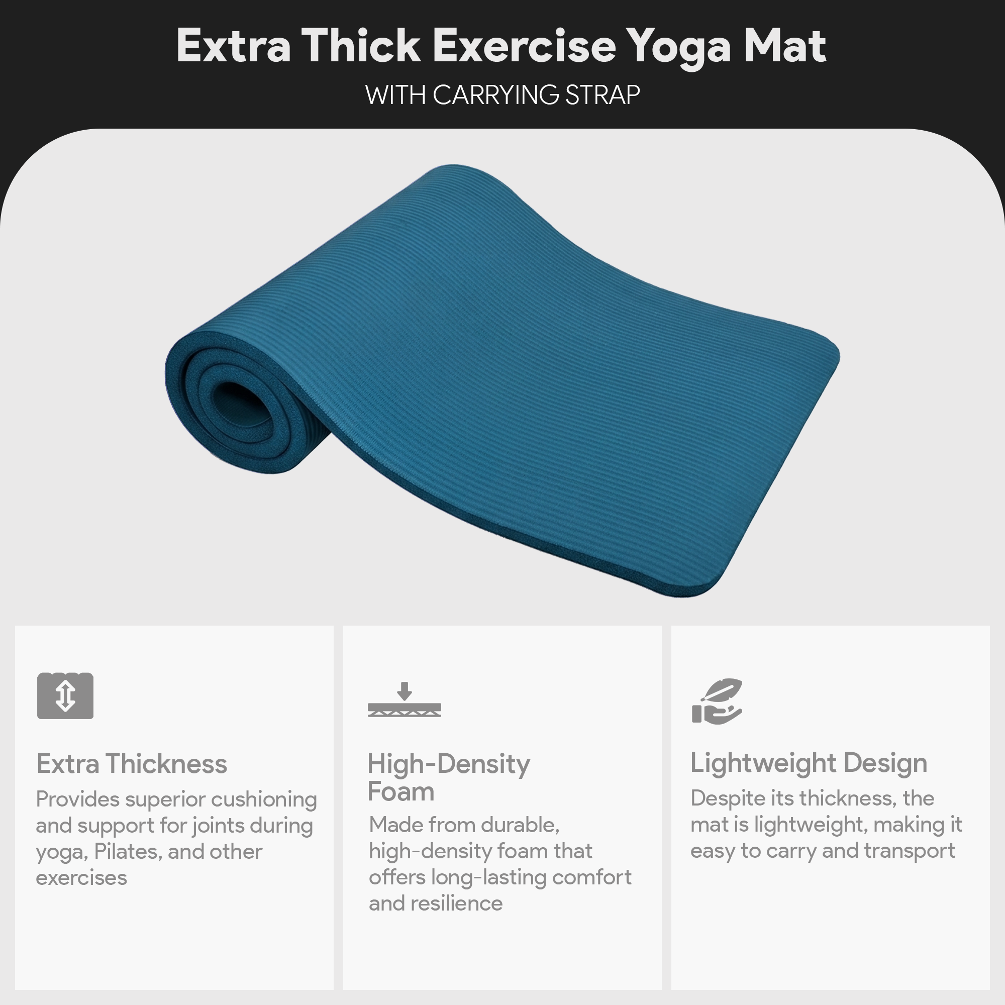 BalanceFrom Yoga Mat, 1" Extra Thick Exercise Pilates Workout Mat (Used)