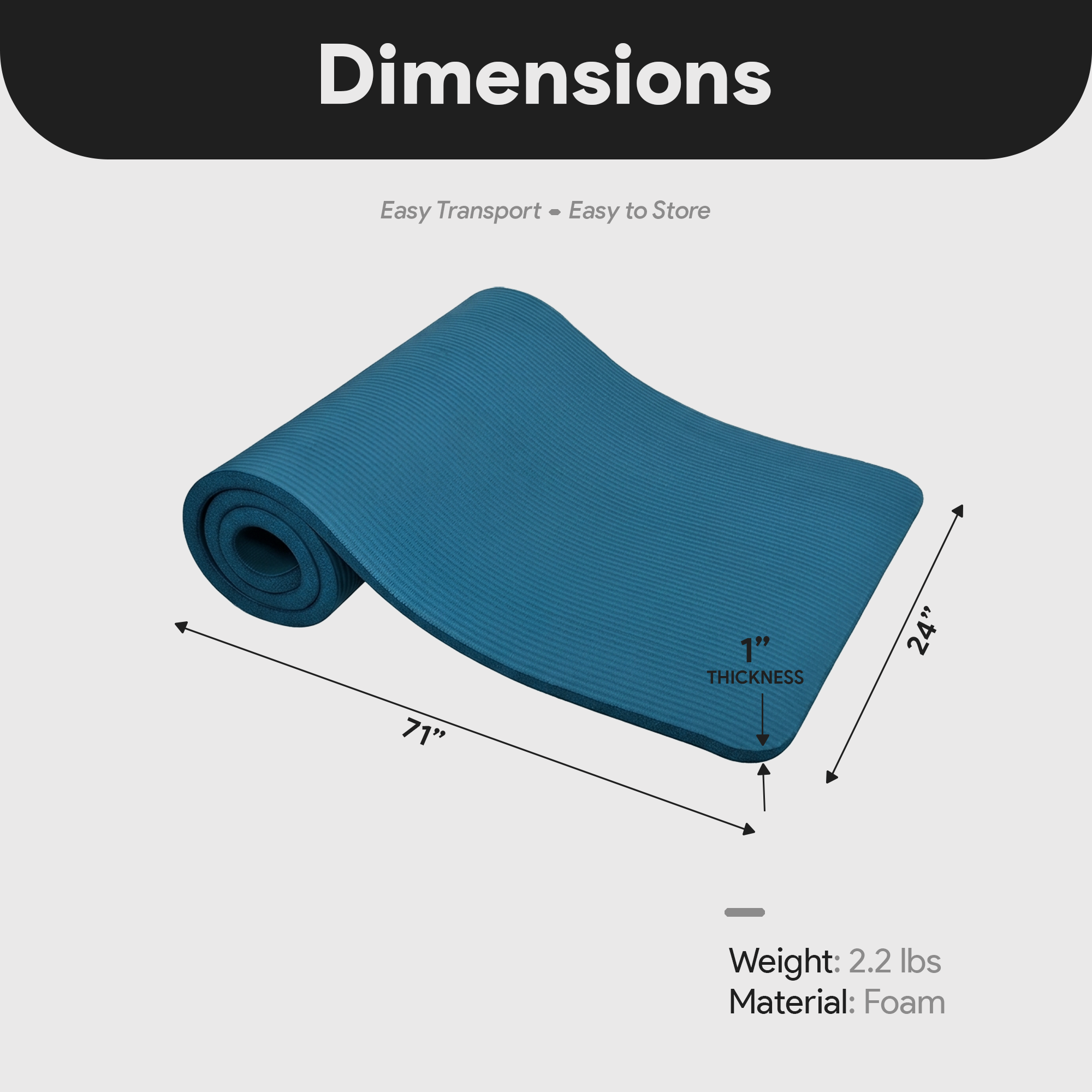 BalanceFrom Yoga Mat, 1" Extra Thick Exercise Pilates Workout Mat (Used)