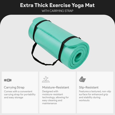 BalanceFrom Yoga Mat, 1-In Extra Thick Exercise Pilates Workout Mat, Blue (Used)