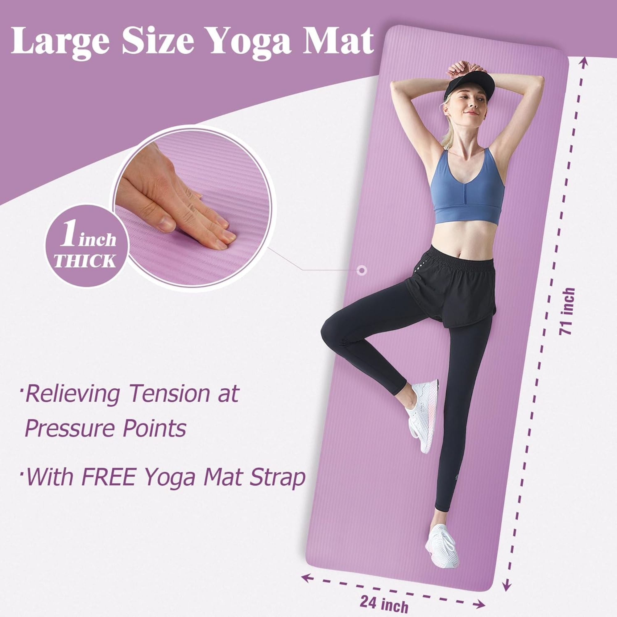 BalanceFrom Yoga Mat, 1" Extra Thick Exercise Pilates Workout Mat (Open Box)
