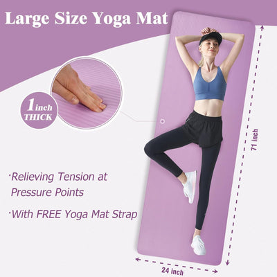 BalanceFrom Yoga Mat, 1" Extra Thick Exercise Pilates Workout Mat (Open Box) - VMInnovations