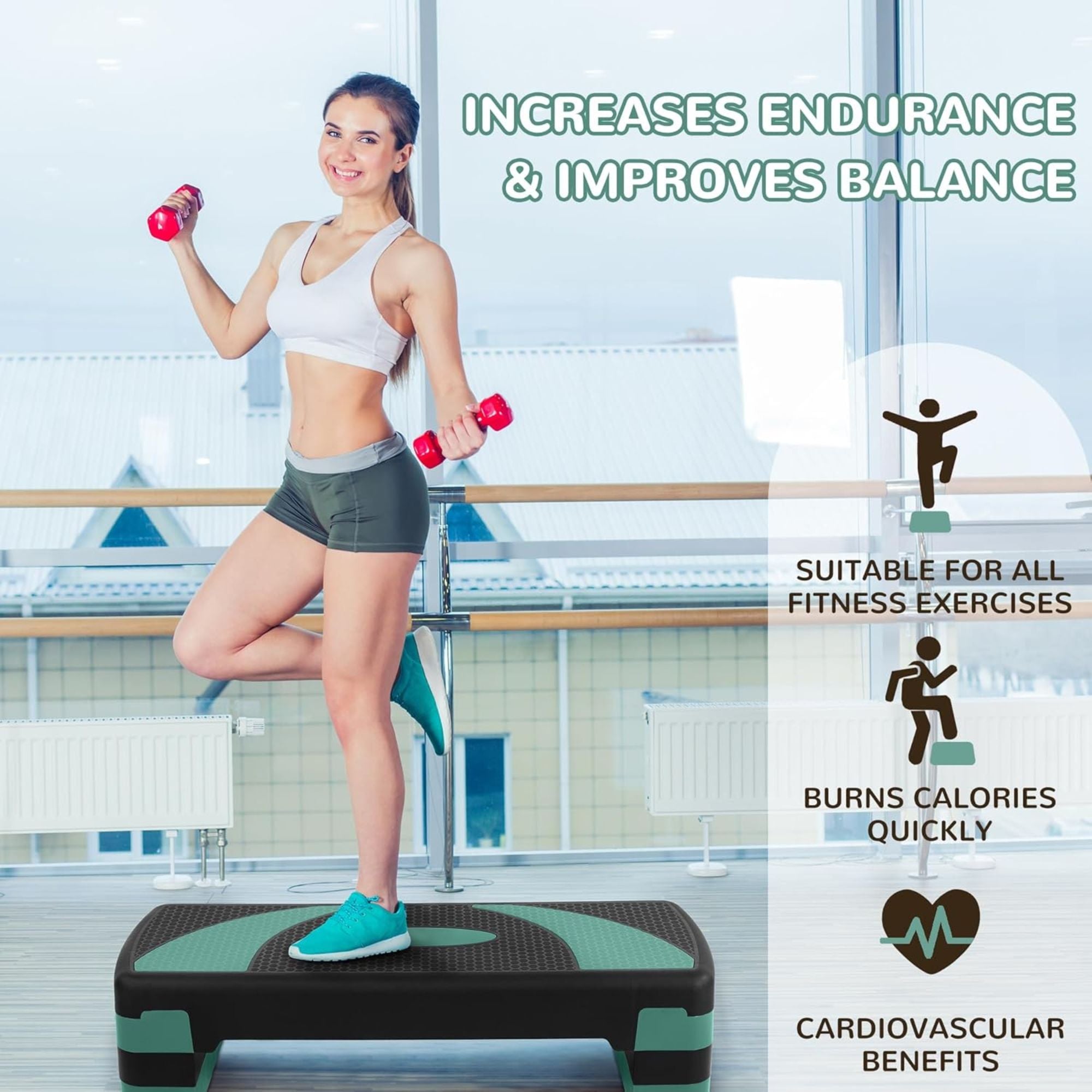 Fitvids Workout Step Aerobic Platform with 3 Level Adjustable Heights (Open Box) - VMInnovations