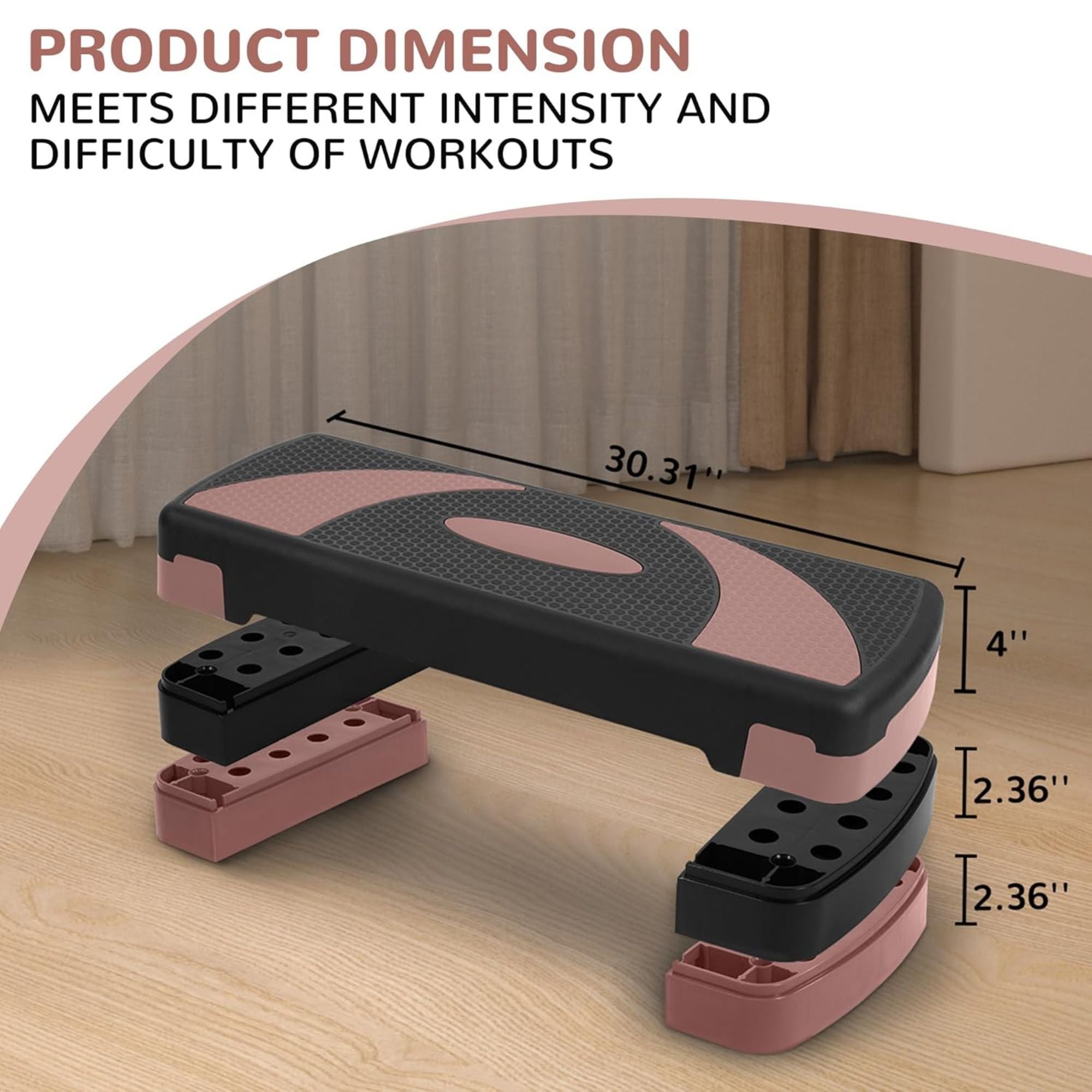 Fitvids Workout Step Aerobic Platform with 3 Level Adjustable Height (Open Box)