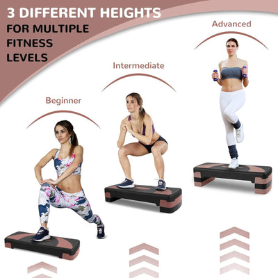 Fitvids Workout Step Aerobic Platform with 3 Level Adjustable Height (Open Box)