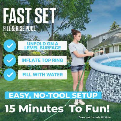 Bestway Fast Set Inflatable Ring Top Above Ground Pool Set with Pump (Open Box)