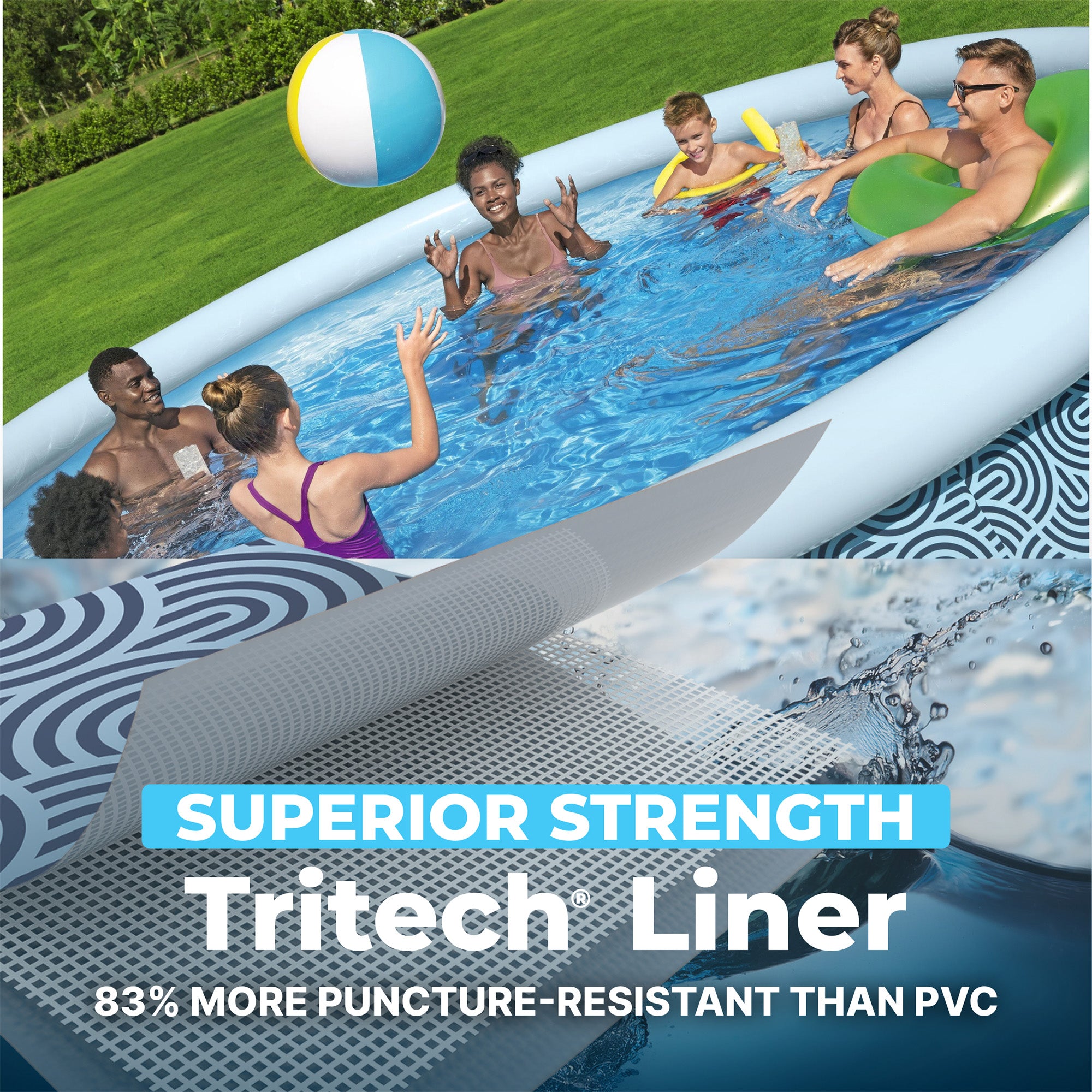 Bestway Fast Set Inflatable Ring Top Above Ground Pool Set with Pump (Open Box)