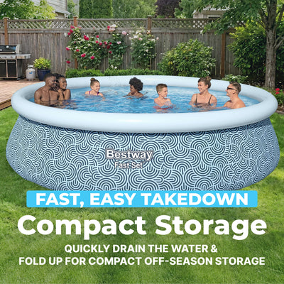 Bestway Fast Set Inflatable Ring Top Above Ground Pool Set with Pump (Open Box)