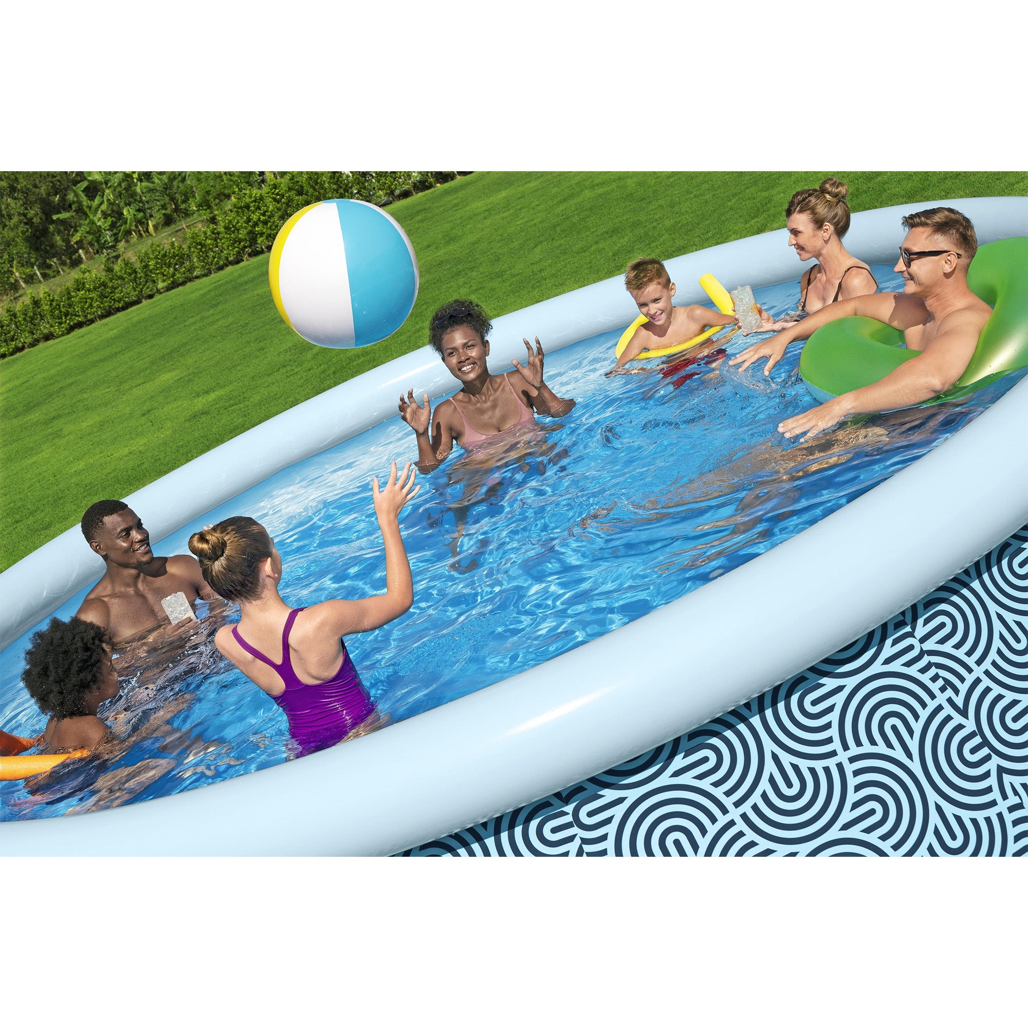 Bestway Fast Set Inflatable Ring Top Above Ground Pool Set with Pump (Open Box)