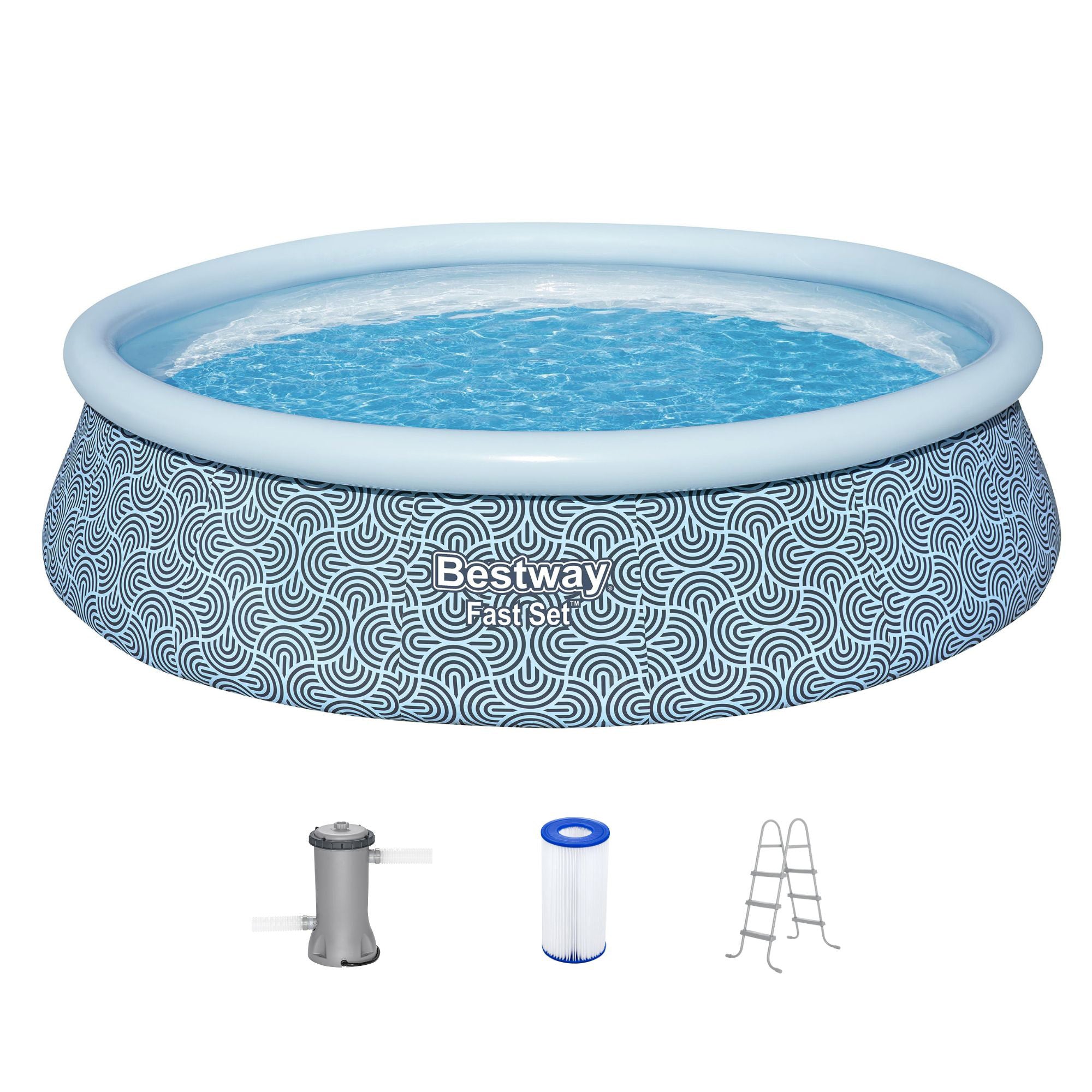 Bestway Fast Set Inflatable Ring Top Above Ground Pool Set with Pump (Open Box)