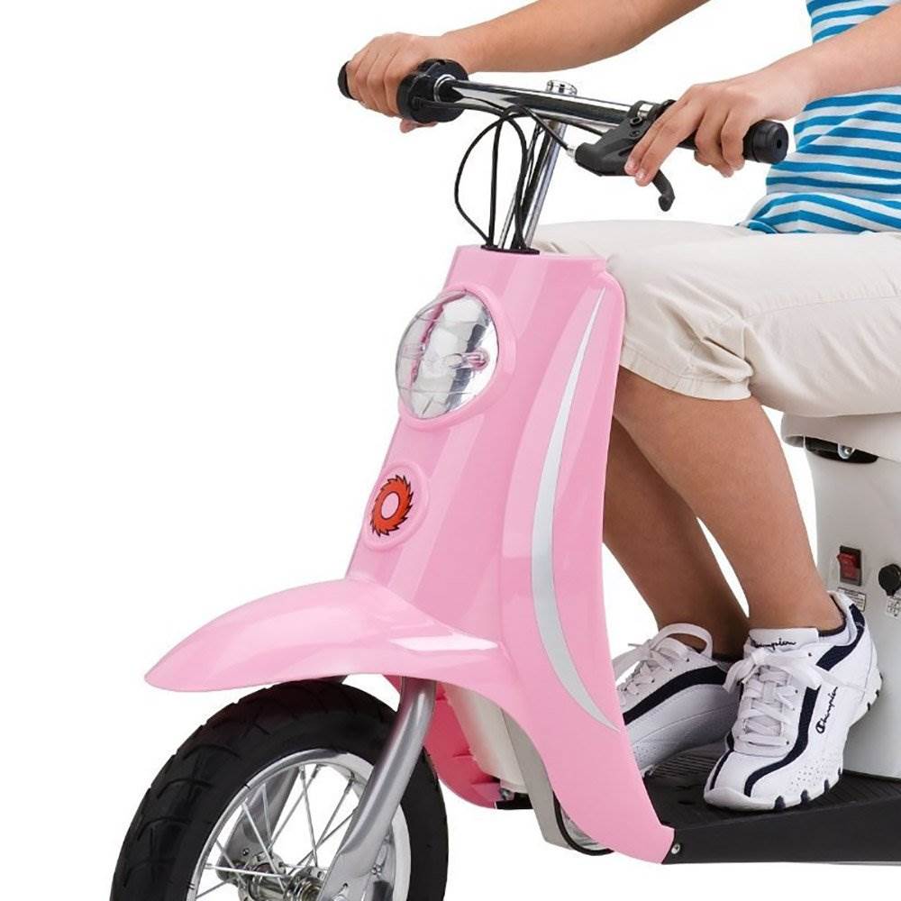 Razor Pocket Mod Miniature Euro 24V Electric Retro Scooter 2-Pack, Pink & White