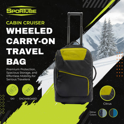 Sportube Cabin Cruiser Wheeled Carry-On Boot Bag, Padded Travel Gear, Citrus - VMInnovations