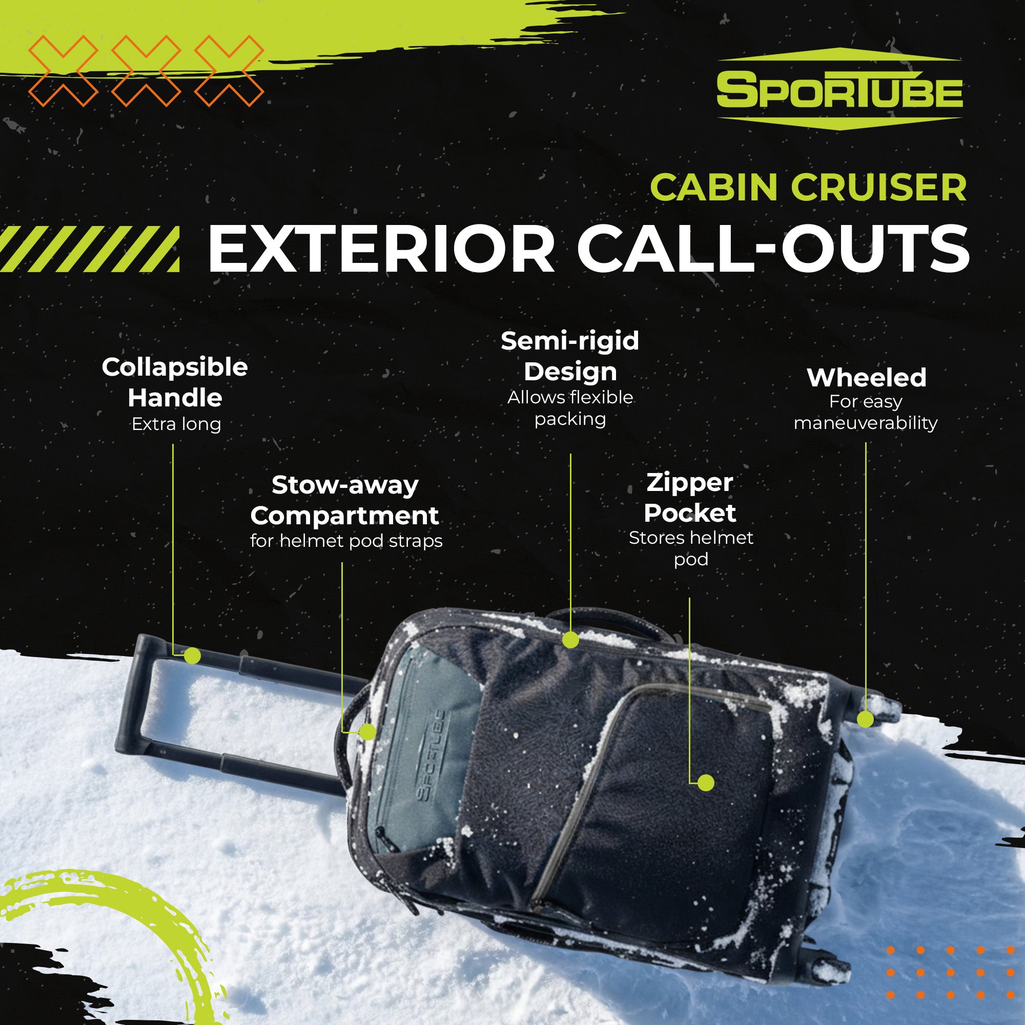 Sportube Cabin Cruiser Wheeled Carry-On Boot Bag Travel Gear, Graphite Topo - VMInnovations
