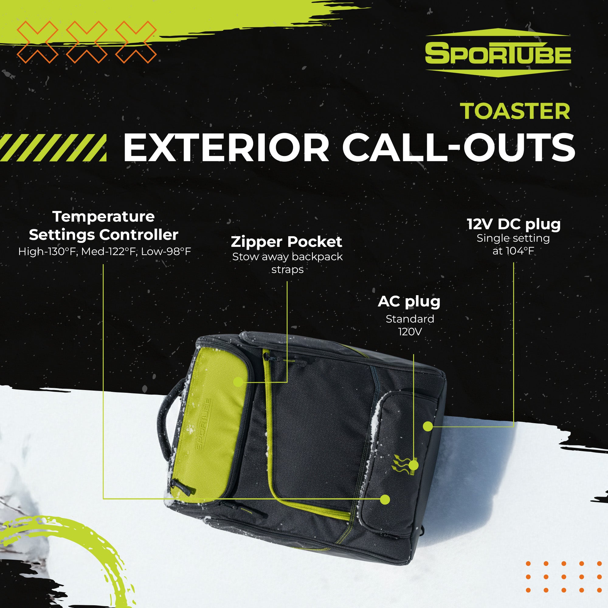 Sportube Toaster Heated Boot Bag with 3 Temperature Settings and Large Interior