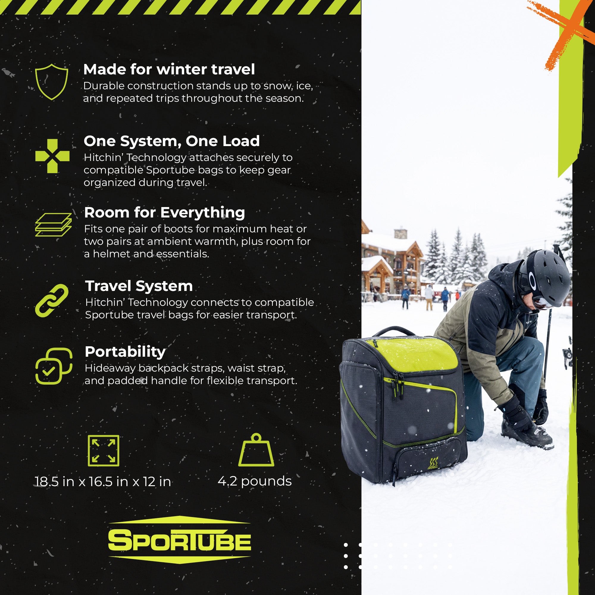 Sportube Toaster Heated Boot Bag with 3 Temperature Settings and Large Interior