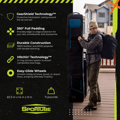 Sportube Prospector Ski and Snowboard Bag with Wheels and Removable Dividers - VMInnovations