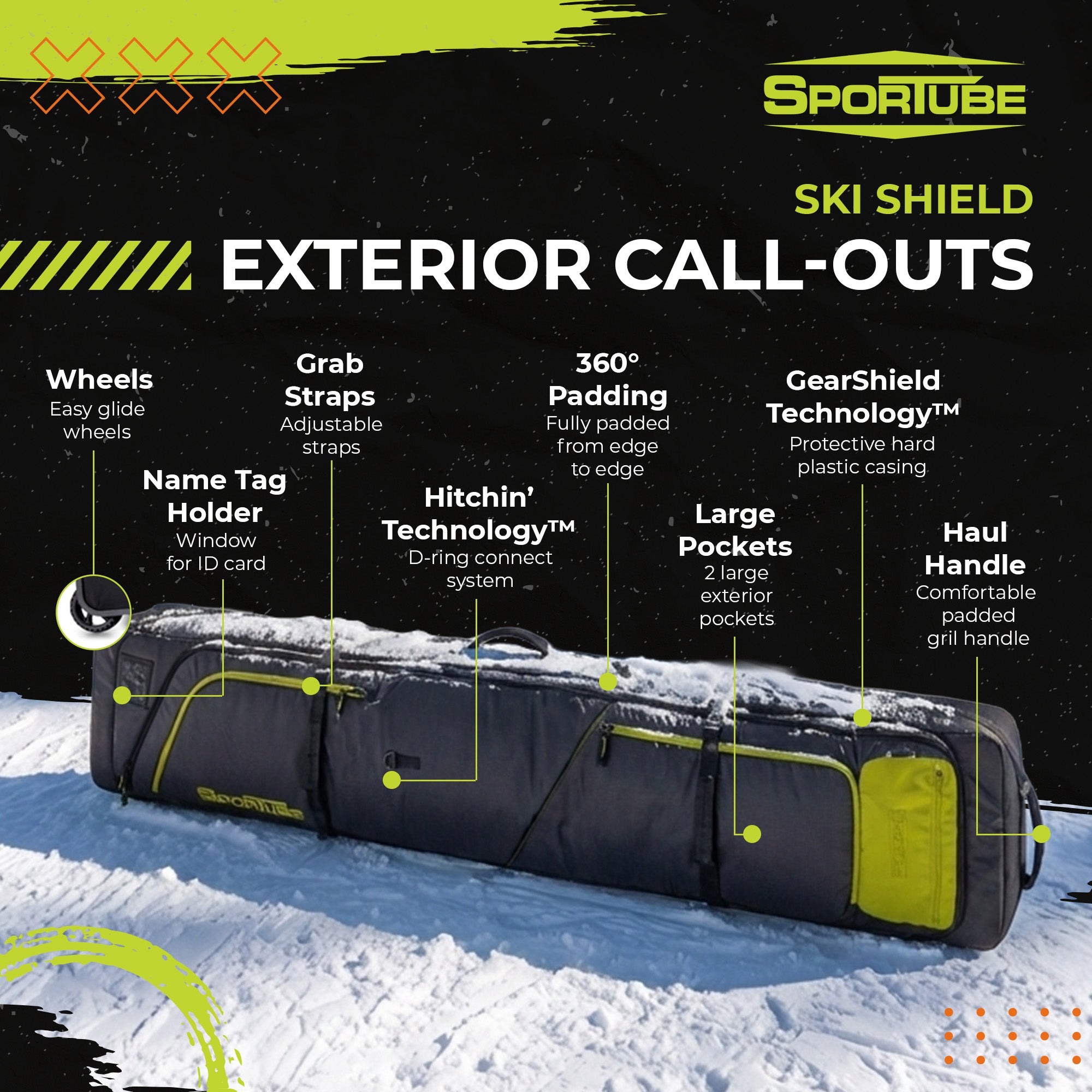 Sportube Ski Shield Roller Bag w/ Wheels and Quick-Access Exterior Pockets(Used) - VMInnovations