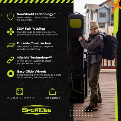 Sportube Ski Shield Roller Bag w/ Wheels and Quick-Access Exterior Pockets(Used) - VMInnovations