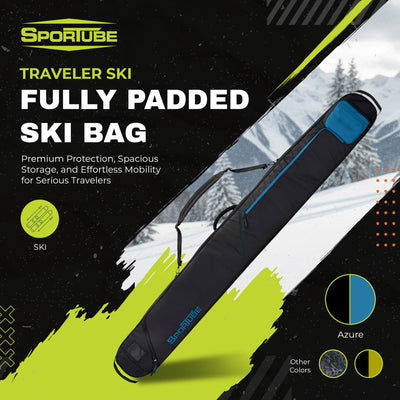 Sportube Traveler Lightweight Fully Padded Single Pair Ski Bag (Open Box) - VMInnovations