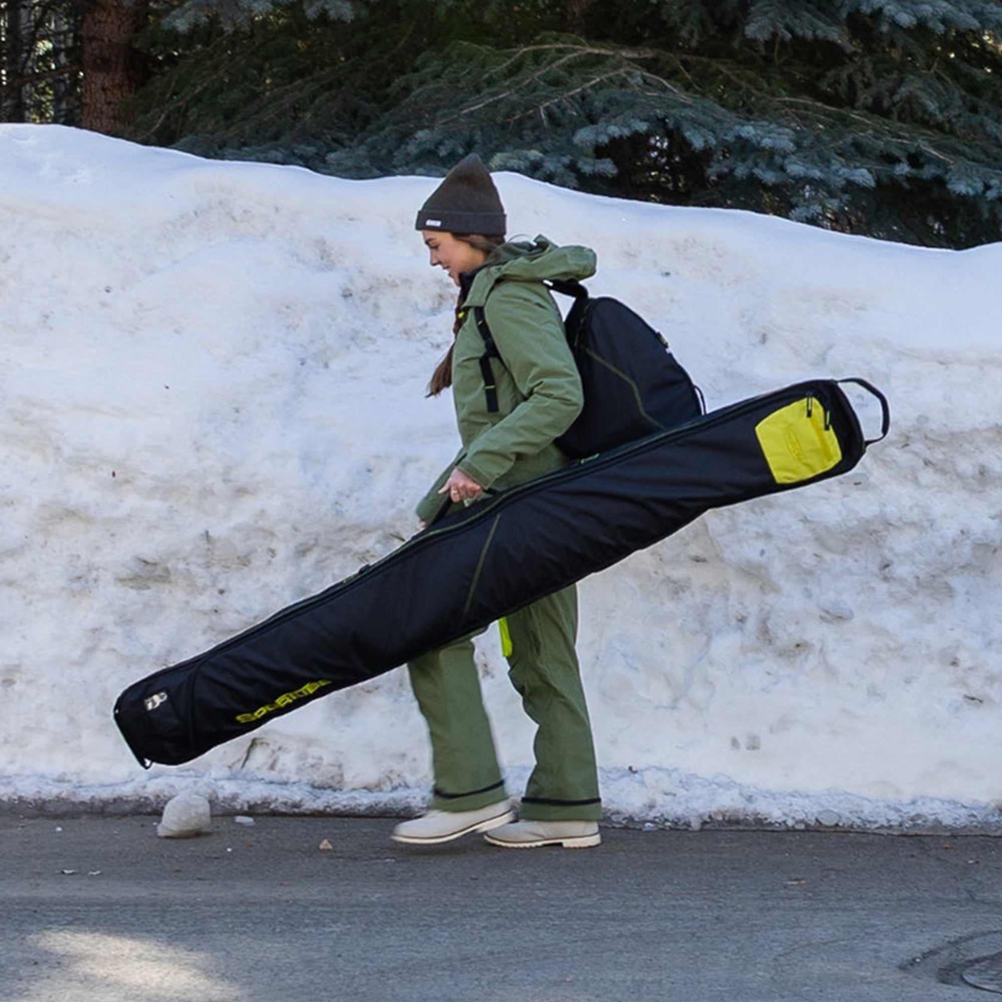 Sportube Traveler Lightweight Fully Padded Single Pair Ski Bag w/ Storage Pocket - VMInnovations