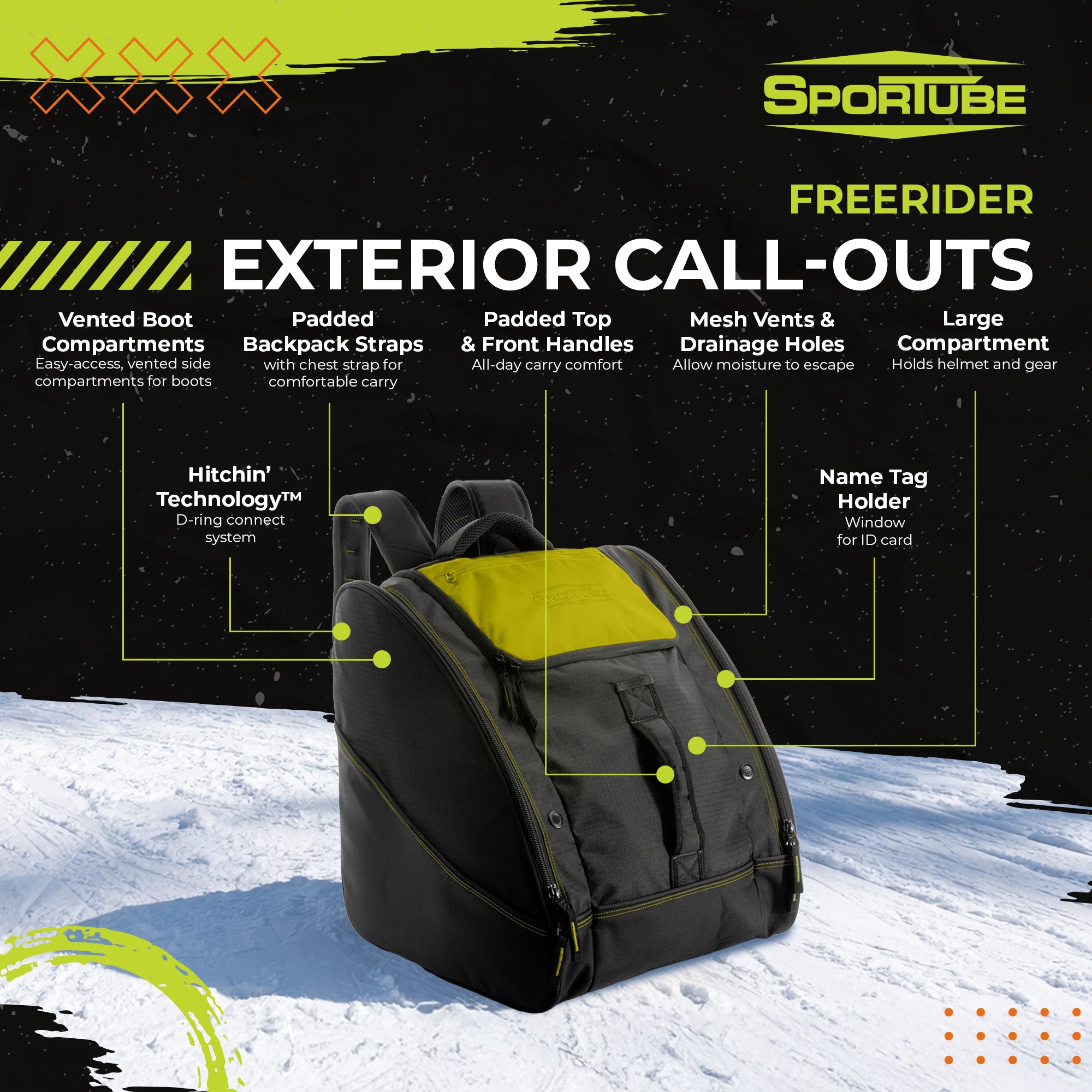 Sportube Freerider Padded Gear and Boot Bag with Extra-Large Central Compartment - VMInnovations