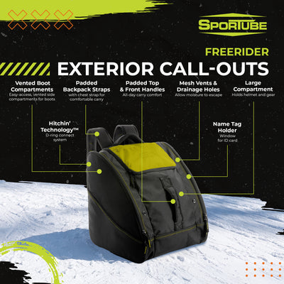Sportube Freerider Padded Gear and Boot Bag with Extra-Large Central Compartment - VMInnovations