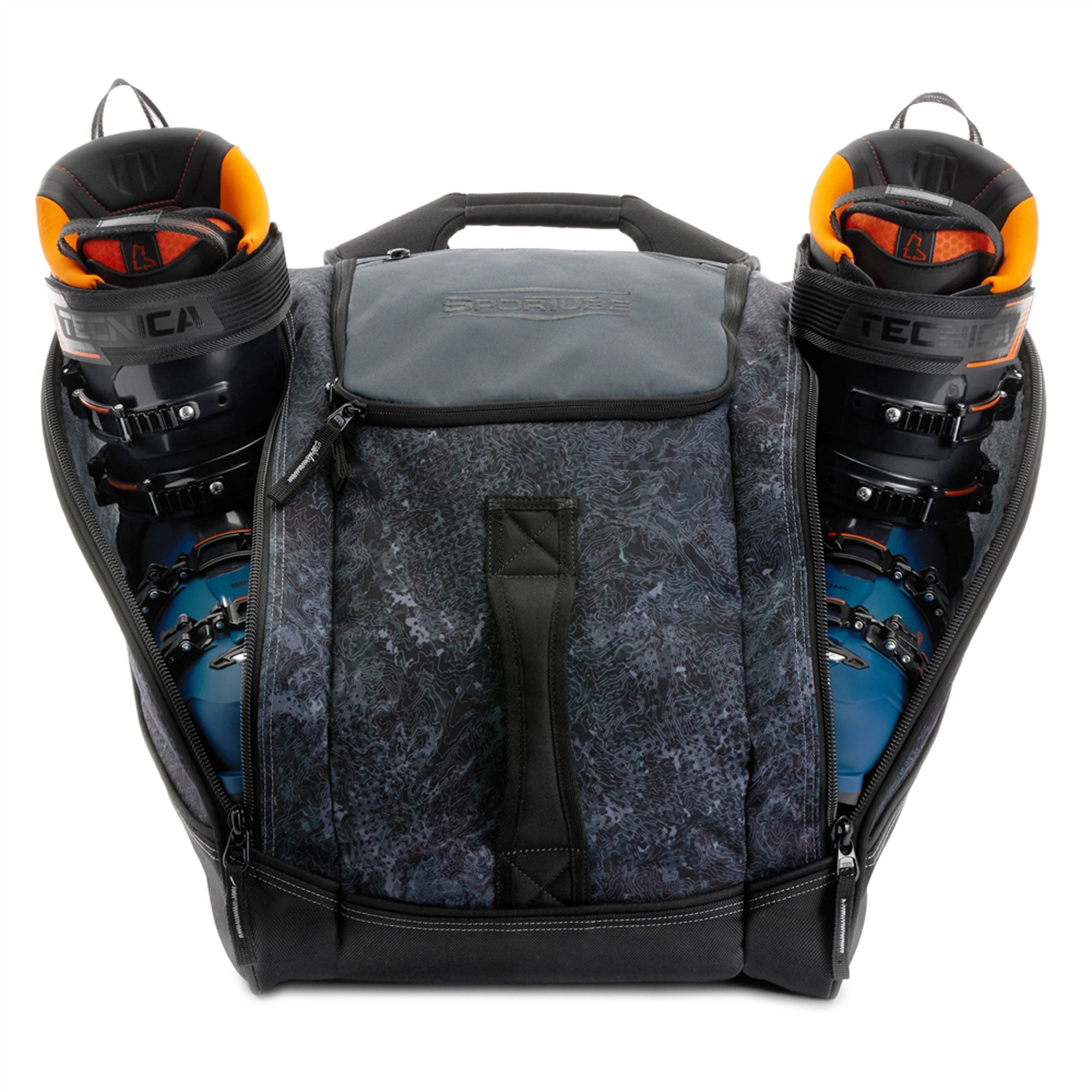 Sportube Traveler Boot Bag, 45L Ski & Snowboard Gear Backpack, Graphite Topo - VMInnovations