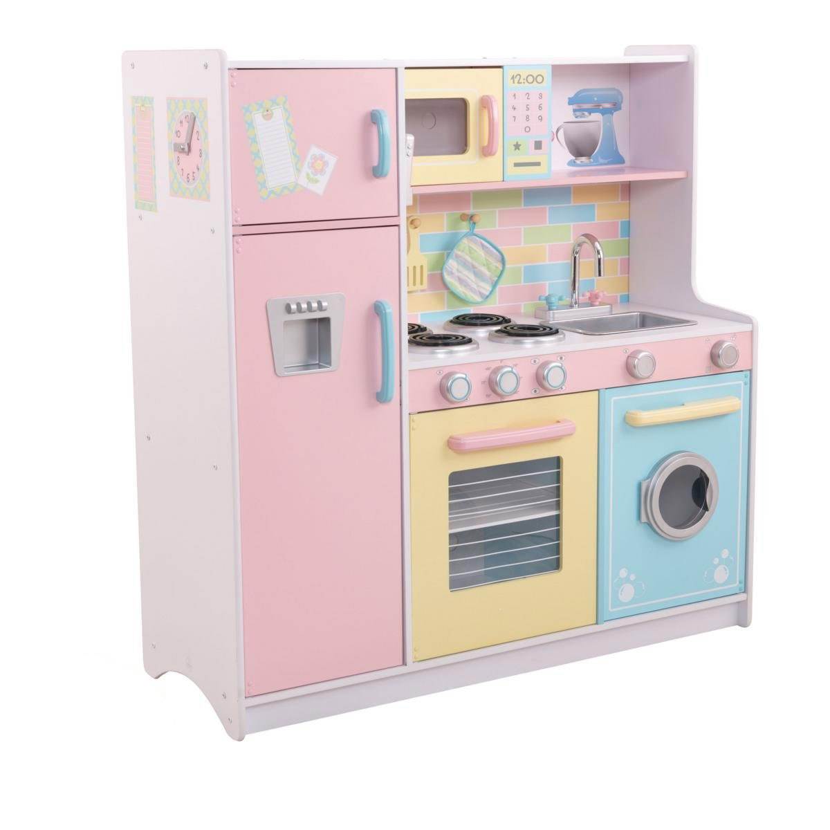 KidKraft Deluxe Pastel Children Pretend Play Kids Wood Kitchen |53336 - Open Box
