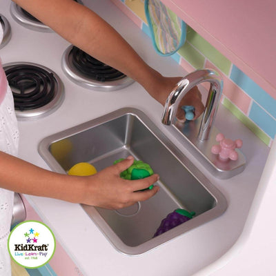 KidKraft Deluxe Pastel Children Pretend Play Kids Wood Kitchen |53336 - Open Box