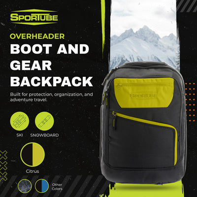 Sportube Overheader Boot and Gear Backpack, Carry-on Travel Bag, Citrus - VMInnovations