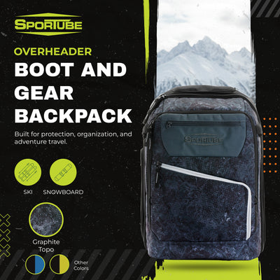 Sportube Overheader Boot and Gear Backpack, Carry-on Travel Bag, Graphite Topo - VMInnovations