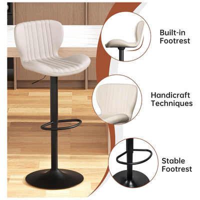 JAMFLY Bar Stools, Leather Adjustable Counter Height Chairs, Set of 2 (Open Box) - VMInnovations