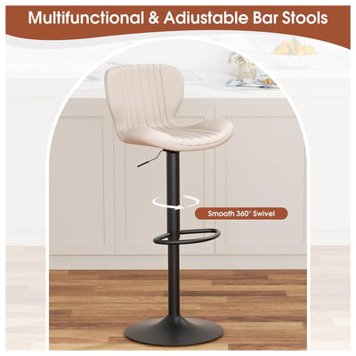 JAMFLY Bar Stools, Leather Adjustable Counter Height Chairs, 2pc , Beige(Used) - VMInnovations