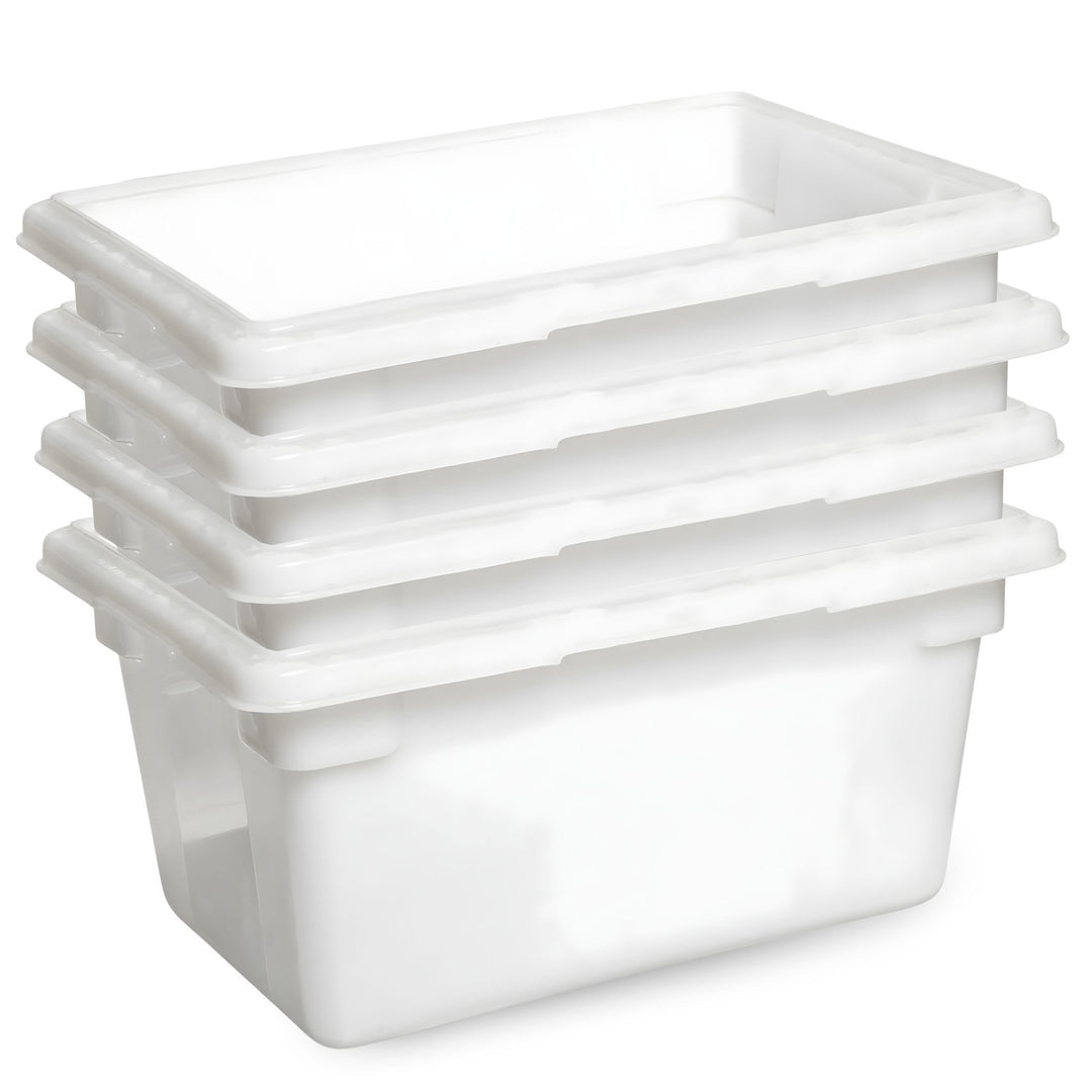 Rubbermaid Food Storage Tote Box, Freezer/Dishwasher Safe, 5 Gal, White, 4 Pack