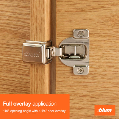 Blum COMPACT, 1-1/4" Opening Angle, Concealed Hinges for Cabinets (Open Box) - VMInnovations