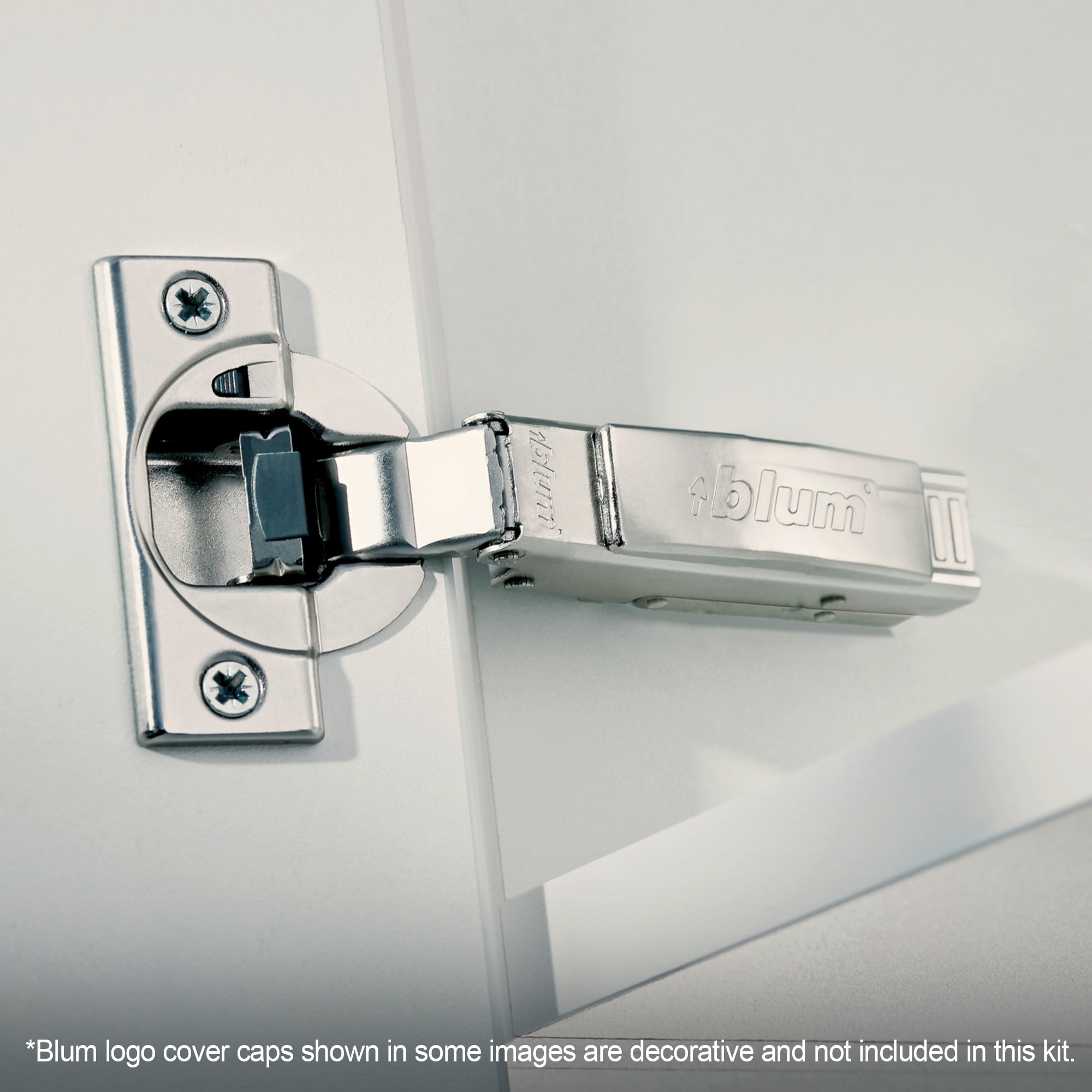 Blum CLIP top BLUMOTION Hinge Kit (4 Kits), Full Overlay, 110° Opening Angle, Steel, Soft Close Euro-Style Hinges with CLIP Mounting Plate for Frameless Cabinets