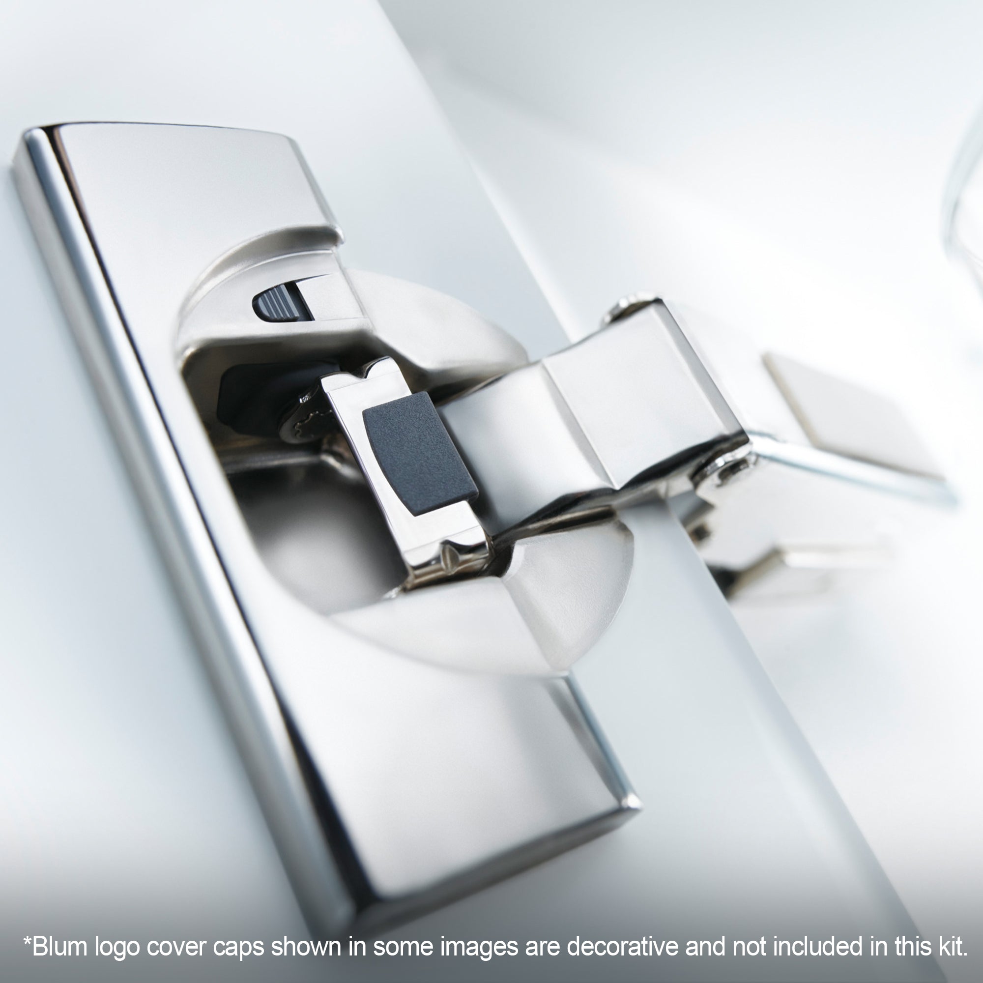 Blum CLIP top BLUMOTION Hinge Kit (4 Kits), Full Overlay, 110° Opening Angle, Steel, Soft Close Euro-Style Hinges with CLIP Mounting Plate for Frameless Cabinets