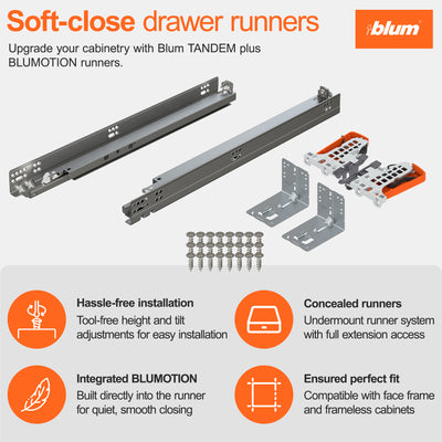 Blum Concealed Undermount Drawer Runner Kit, 21-Inch, Soft-Close (Open Box) - VMInnovations