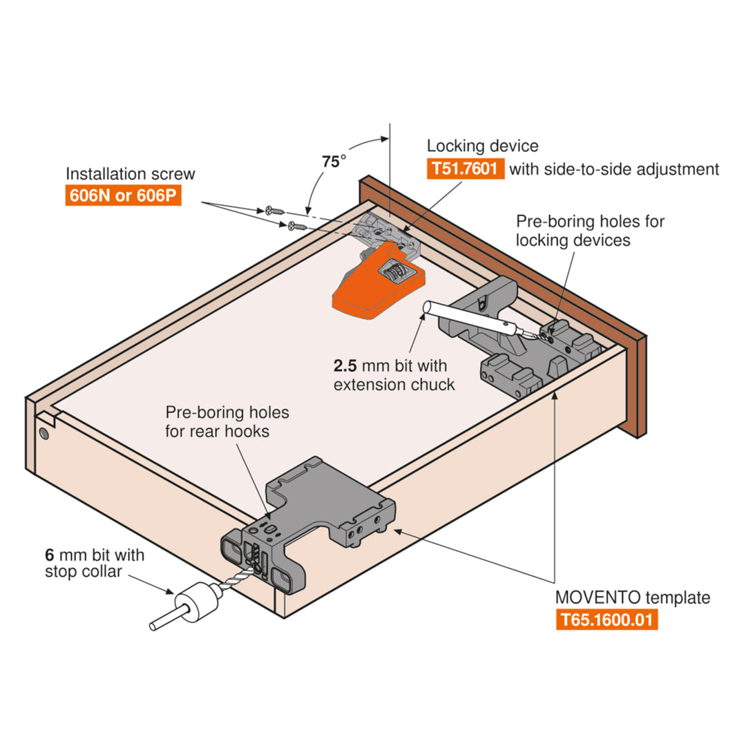 Blum Concealed Runner Drilling Template (Jig), Assembly Aid for Drawer Preparation with TANDEM plus BLUMOTION Undermount Runners, Light Gray