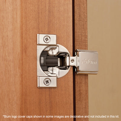 Blum COMPACT BLUMOTION Hinge (3 Kits), 1/2" Overlay, 105° Opening Angle, Steel, Integrated Soft-Close Hinges for Face Frame Cabinets