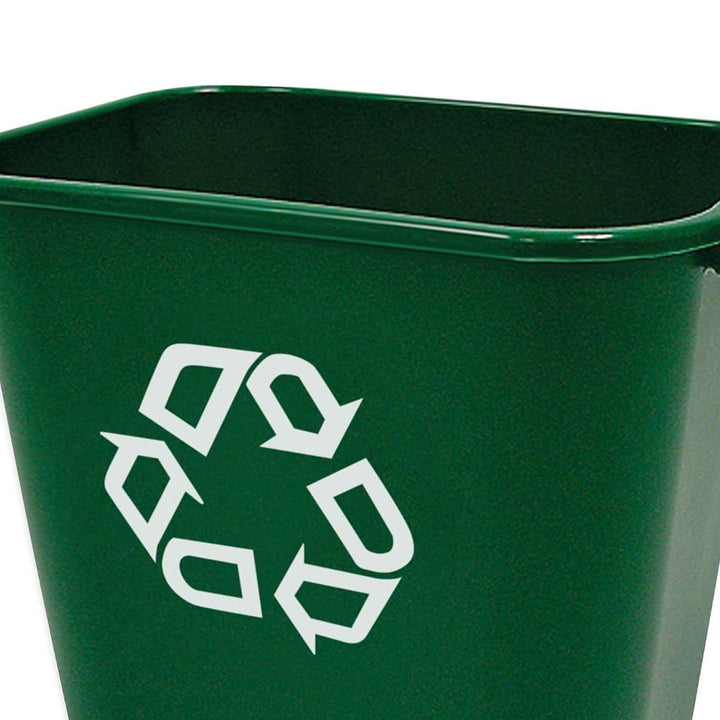 Rubbermaid Resin Deskside Recycling Trash Can, 7-Gal Plastic Bin, Green, 6 Pack