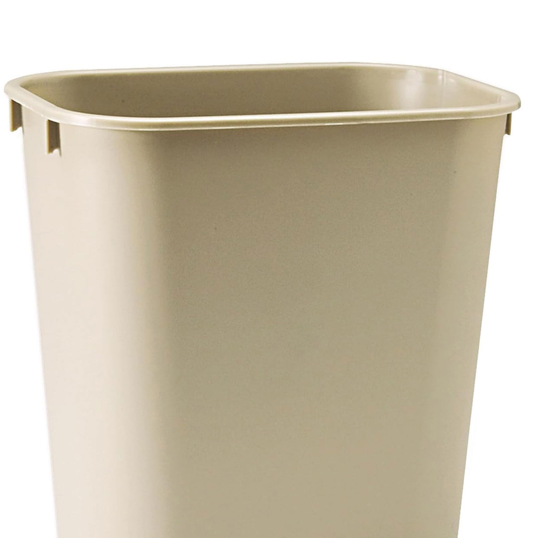 Rubbermaid Deskside Wastebasket, Plastic Trash Can, 3.5 Gallon, Beige, 6 Pack