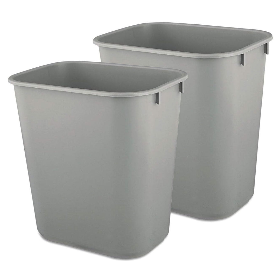Rubbermaid Deskside Wastebasket, Plastic Trash Can, 3.5 Gallon, Gray, 2 Pack