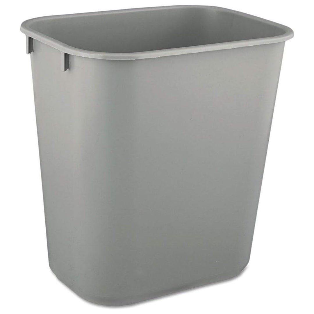 Rubbermaid Deskside Wastebasket, Plastic Trash Can, 3.5 Gallon, Gray, 4 Pack