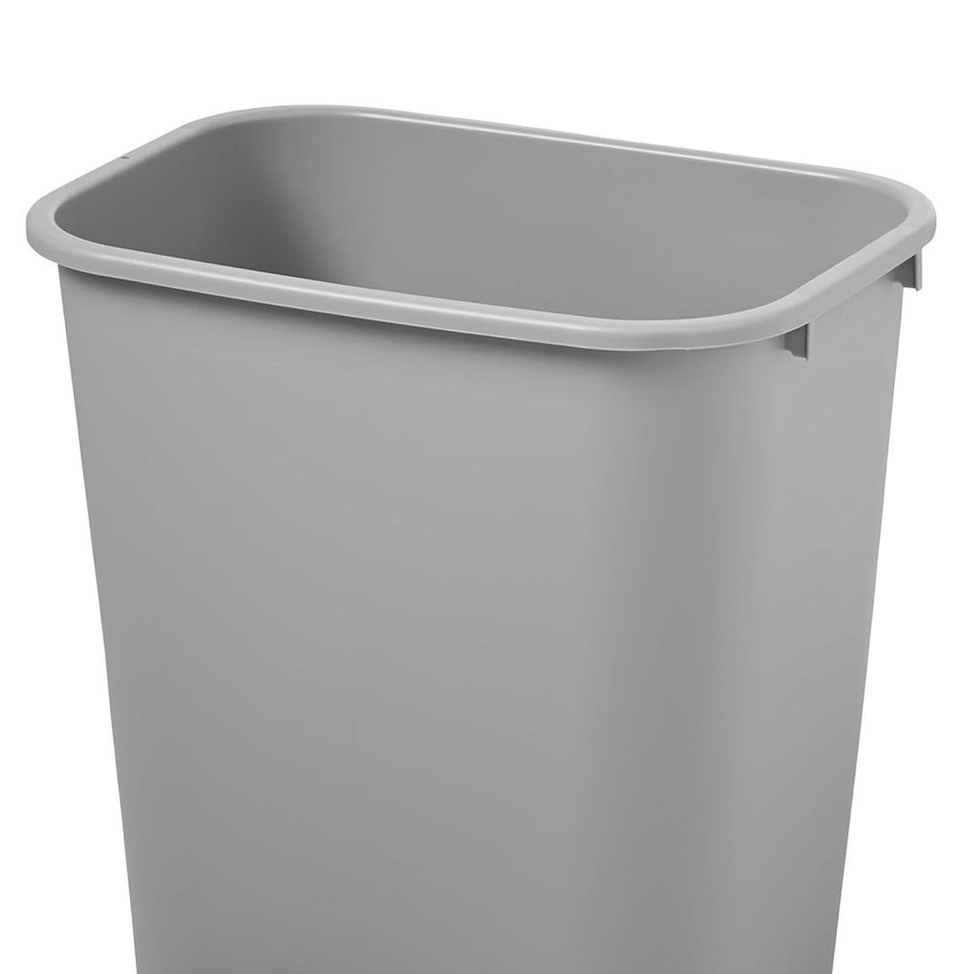 Rubbermaid Deskside Wastebasket, Plastic Trash Can, 3.5 Gallon, Gray, 6 Pack